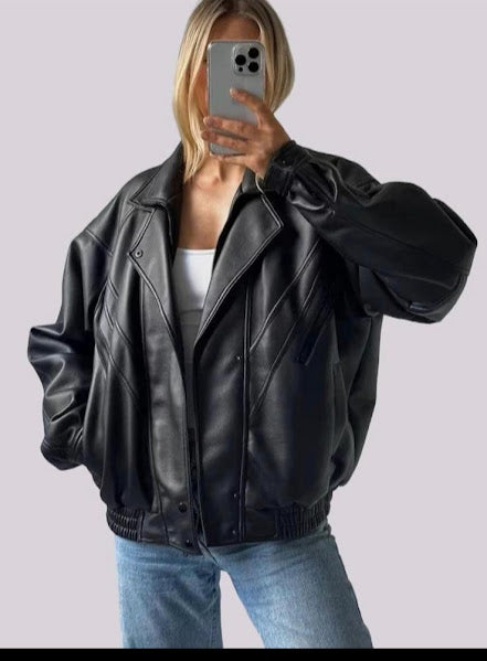 90's Kruvaze Vintage Oversize Bomber Deri Ceket