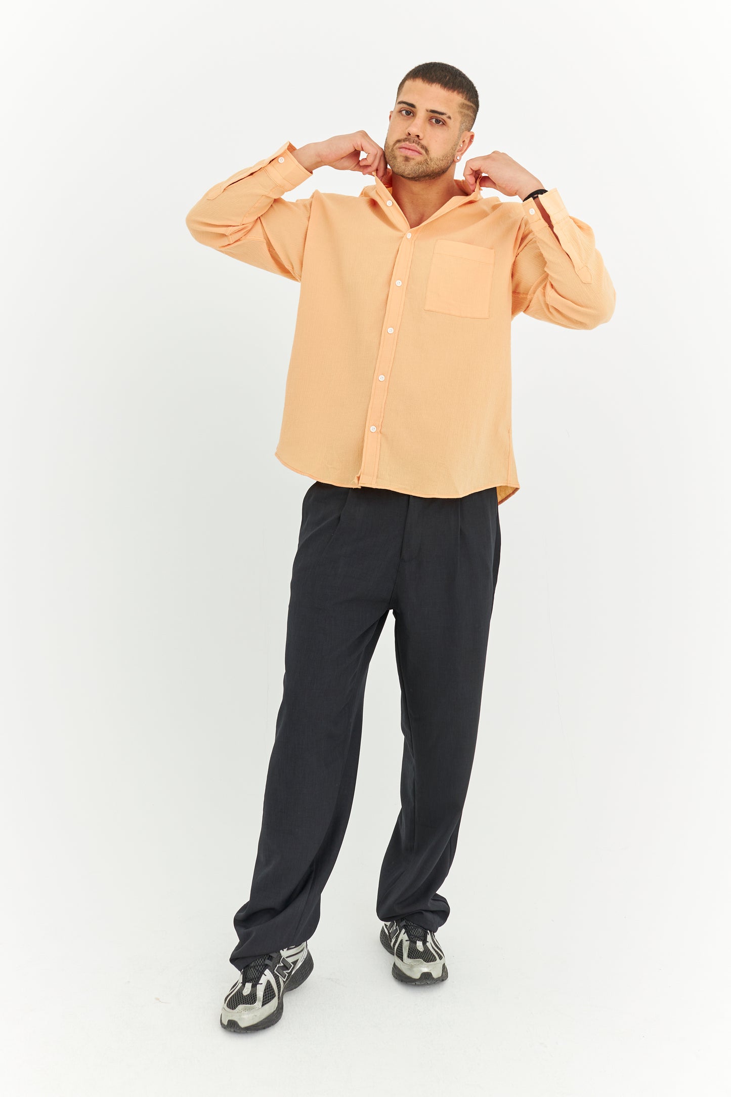 Tek Cepli Oversize Keten Gömlek