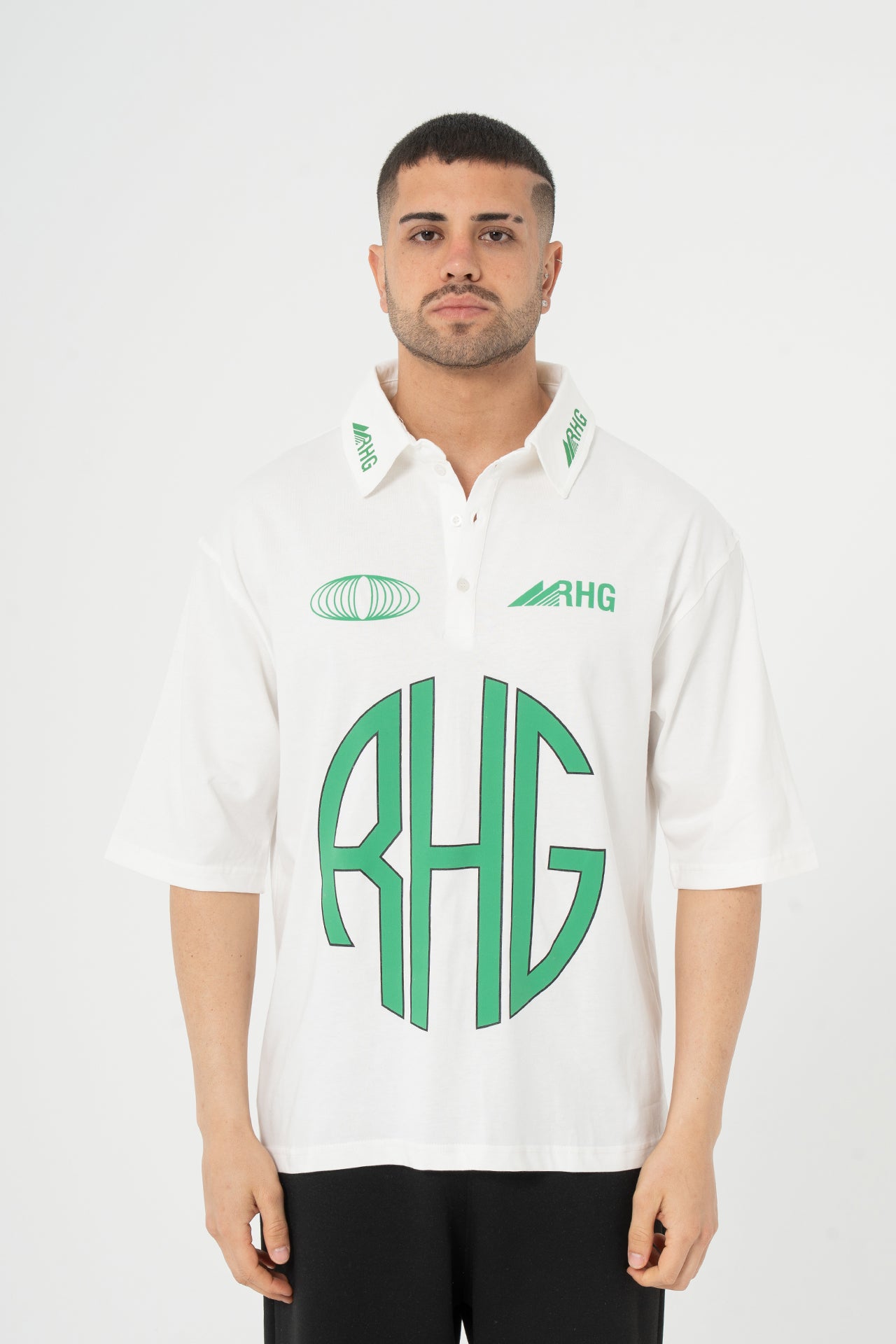 Baskılı Yakalı Forma  T-shirt Oversize