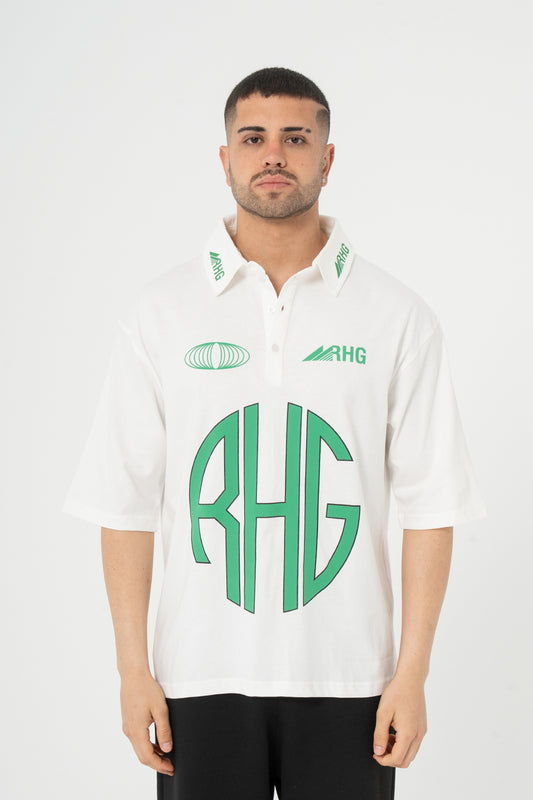 Baskılı Yakalı Forma  T-shirt Oversize