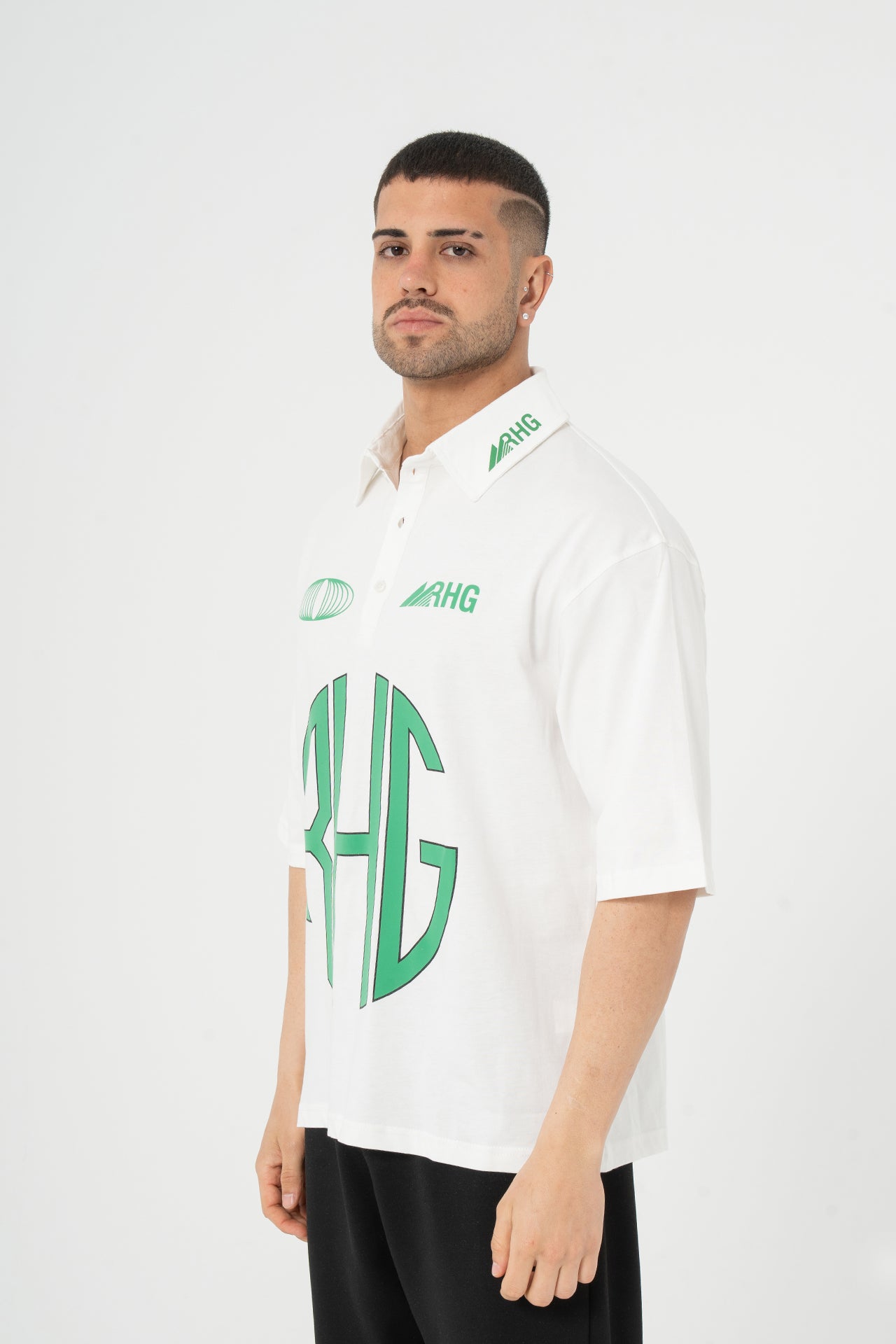 Baskılı Yakalı Forma  T-shirt Oversize