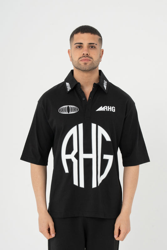 Baskılı Yakalı Forma  T-shirt Oversize