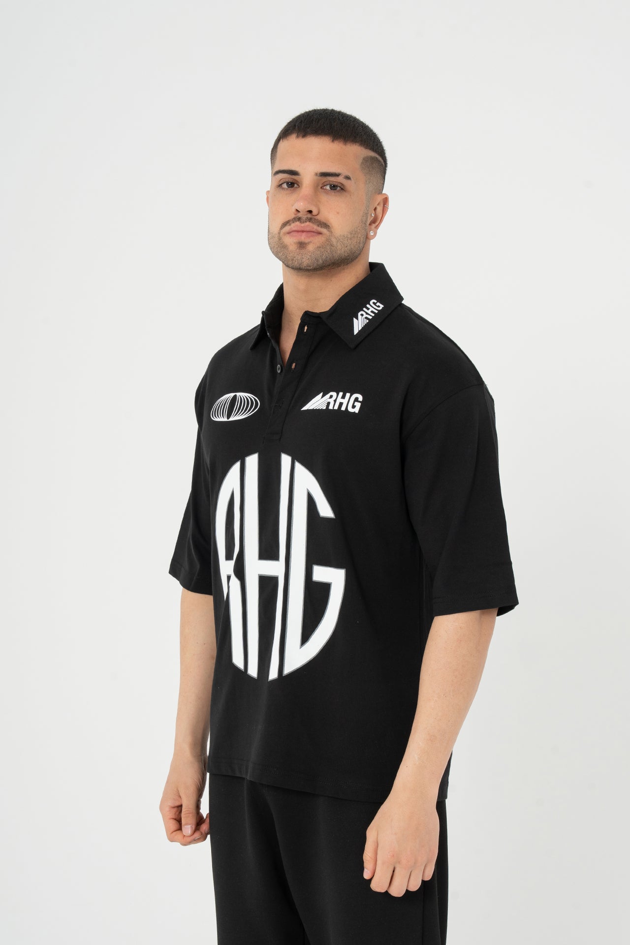 Baskılı Yakalı Forma  T-shirt Oversize