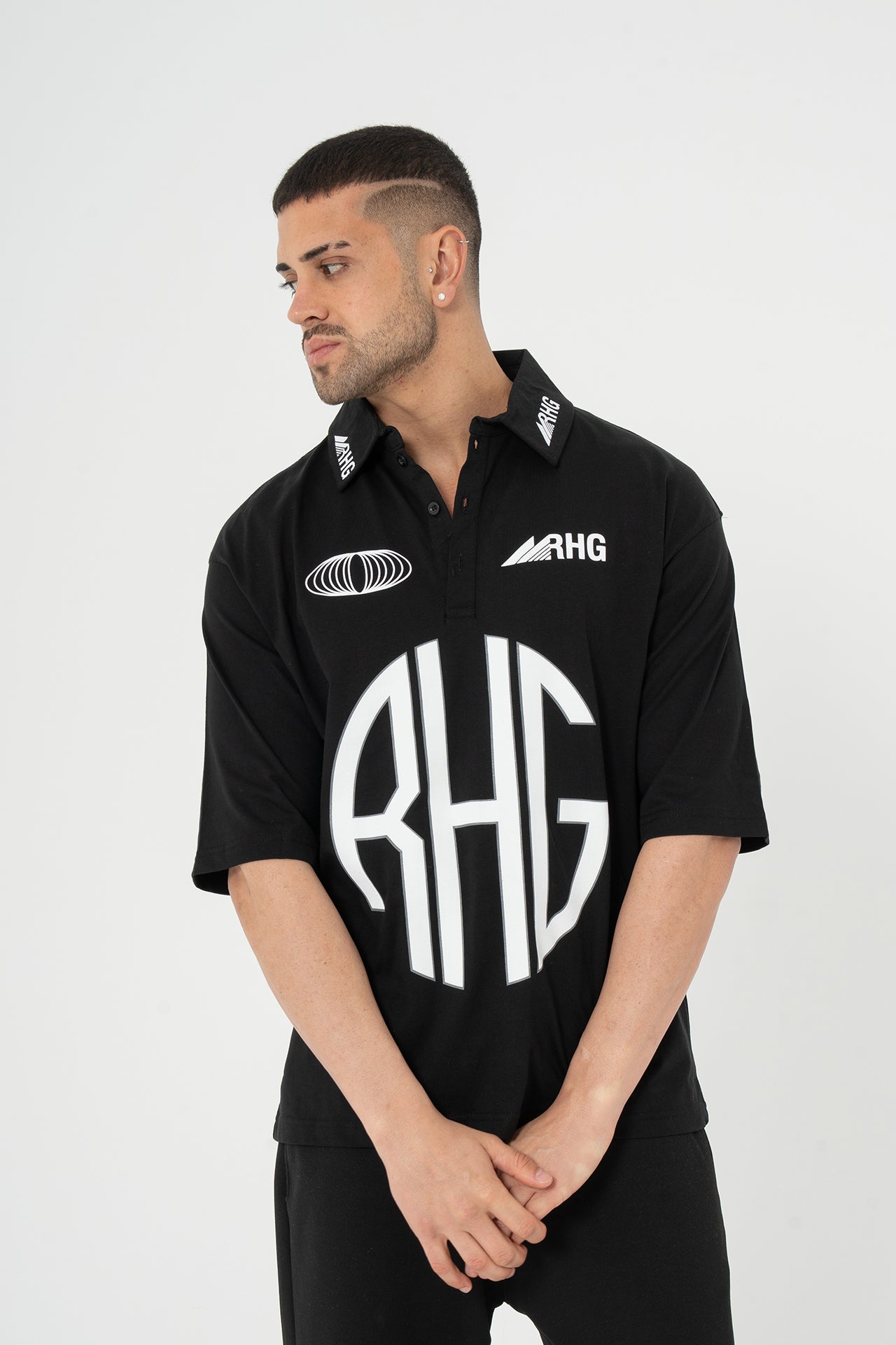 Baskılı Yakalı Forma  T-shirt Oversize