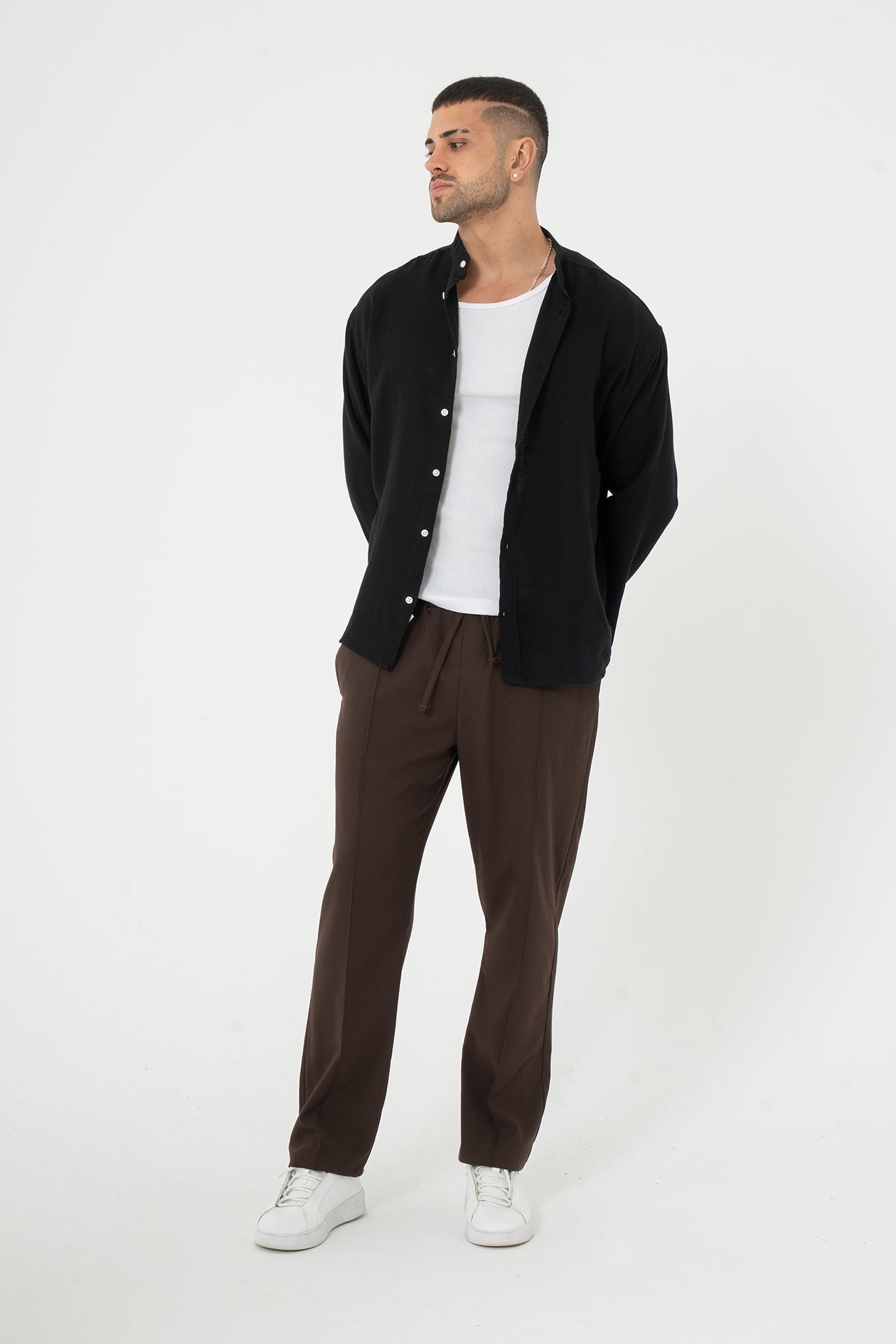 Biye Detay Relaxed Fit Kumaş Pantolon