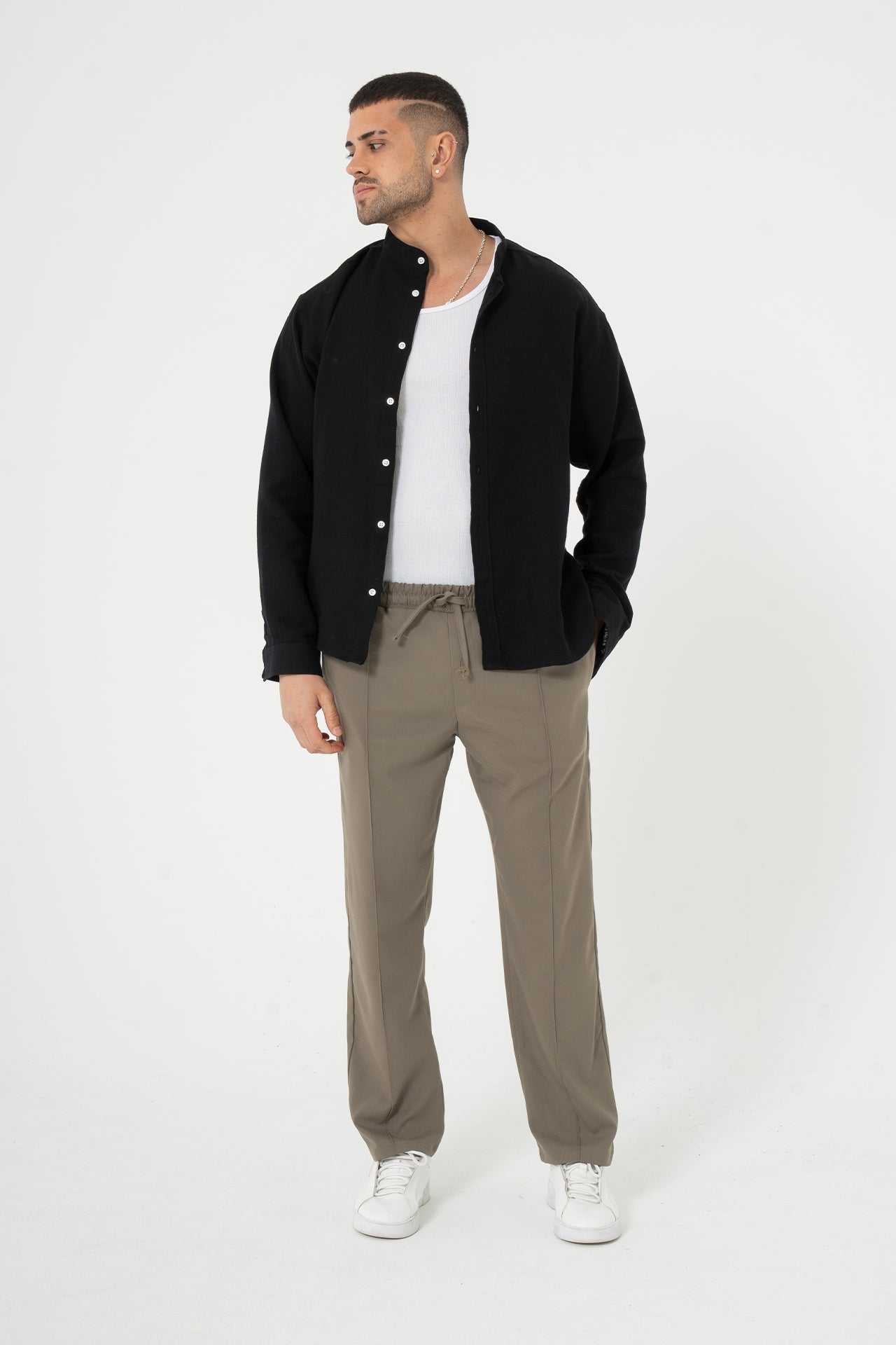 Biye Detay Relaxed Fit Kumaş Pantolon