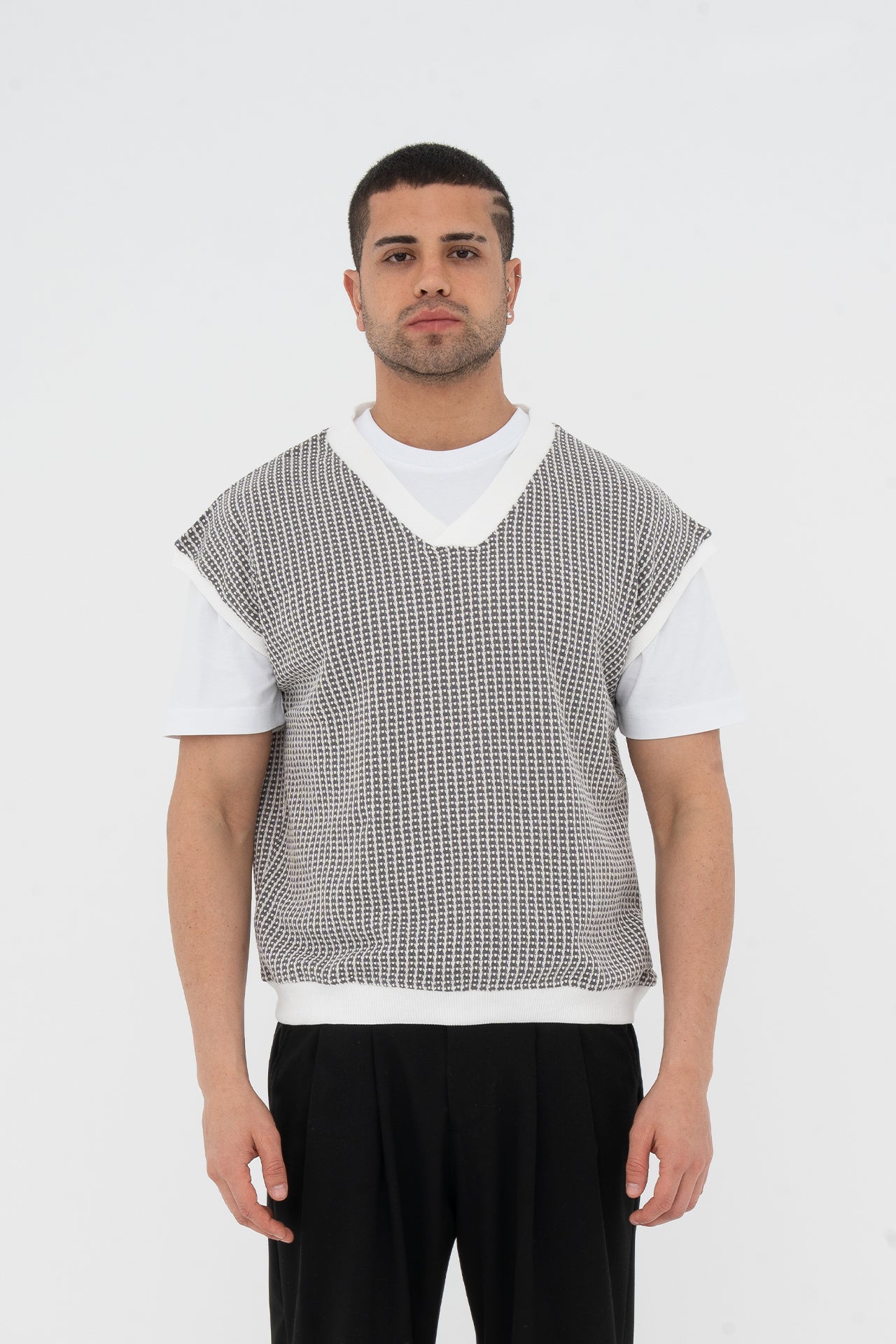 Sıfır Kollu Oversize Triko Süveter