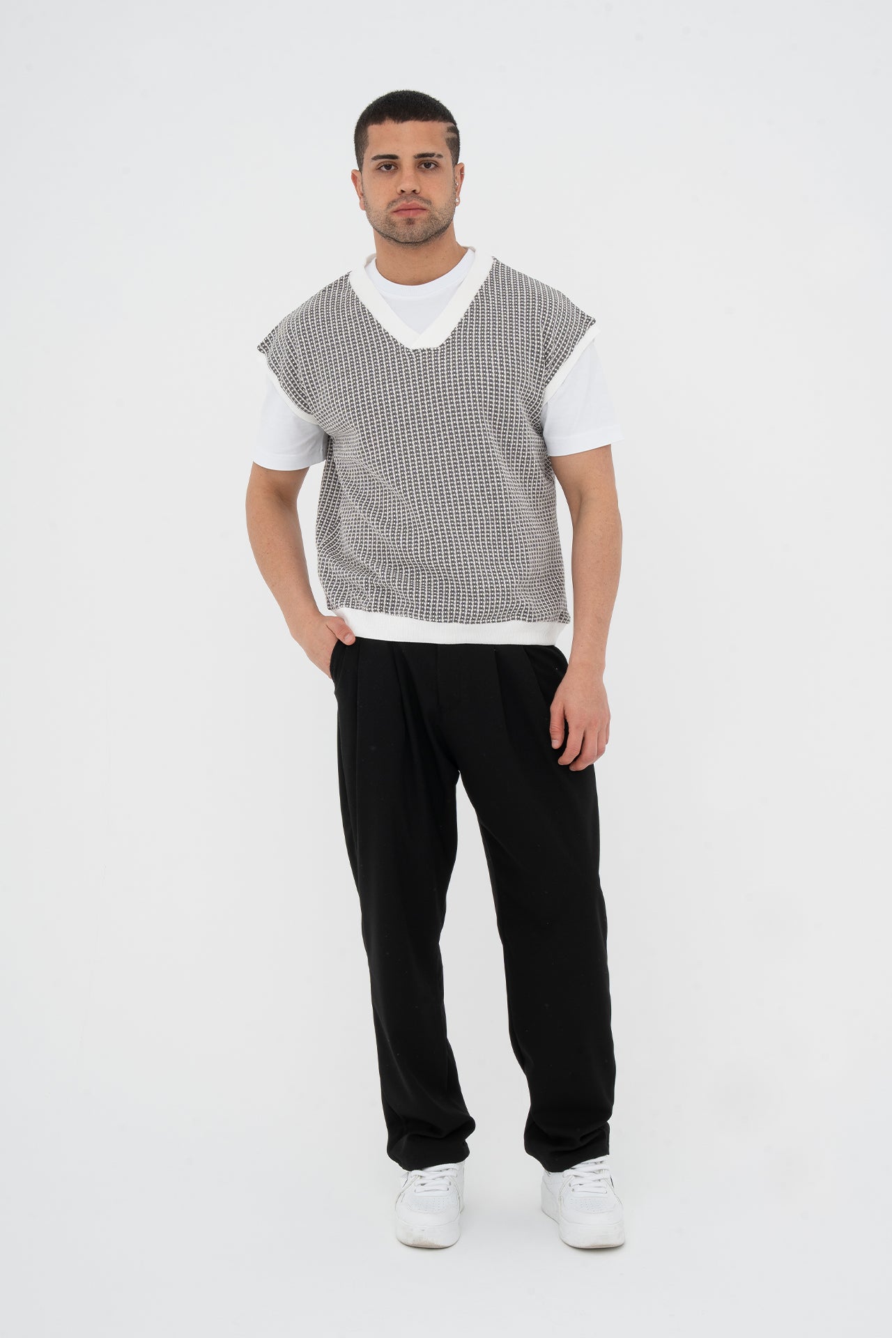 Sıfır Kollu Oversize Triko Süveter