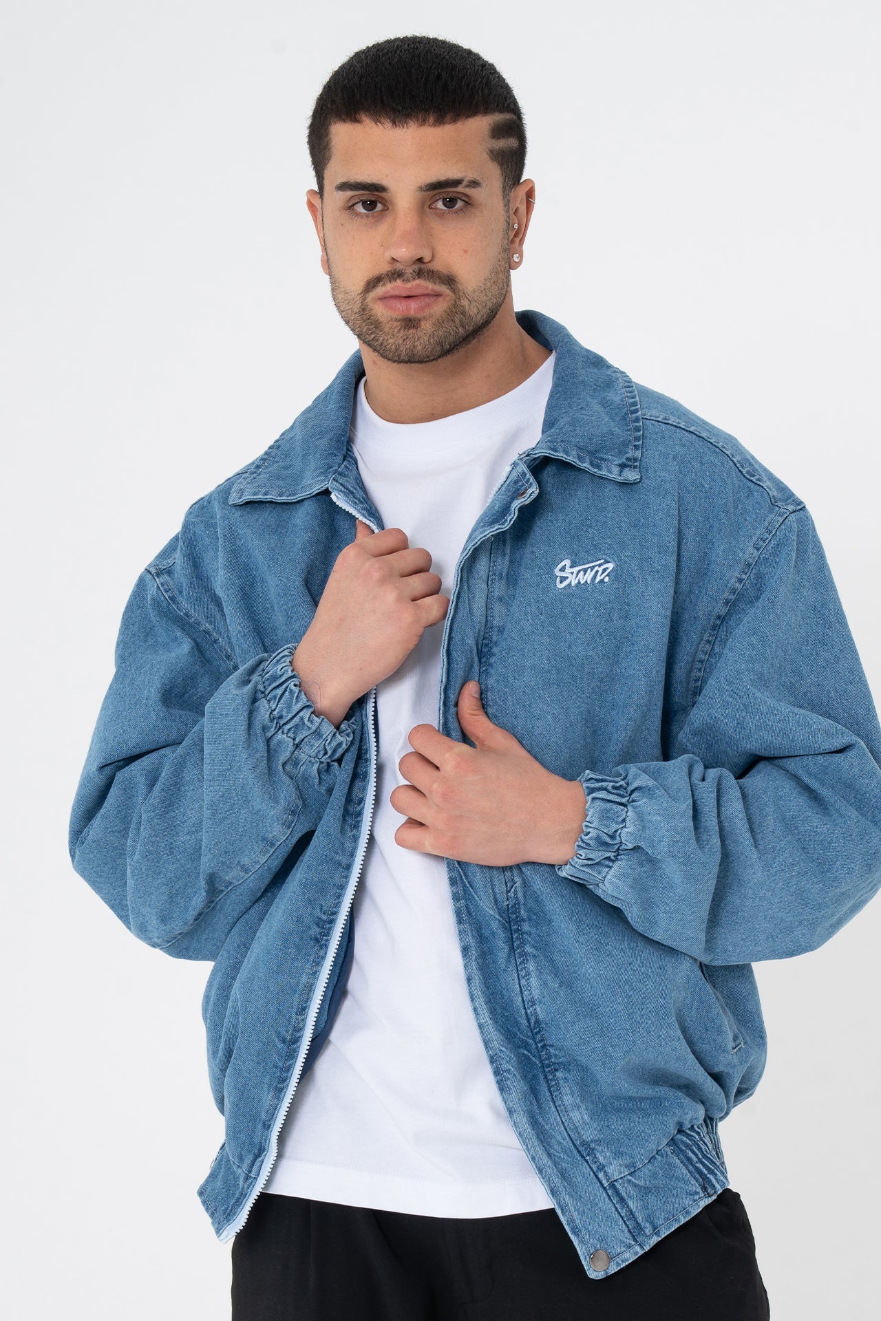 Premium Stwd Nakışlı Bomber Kalıp Kot Ceket