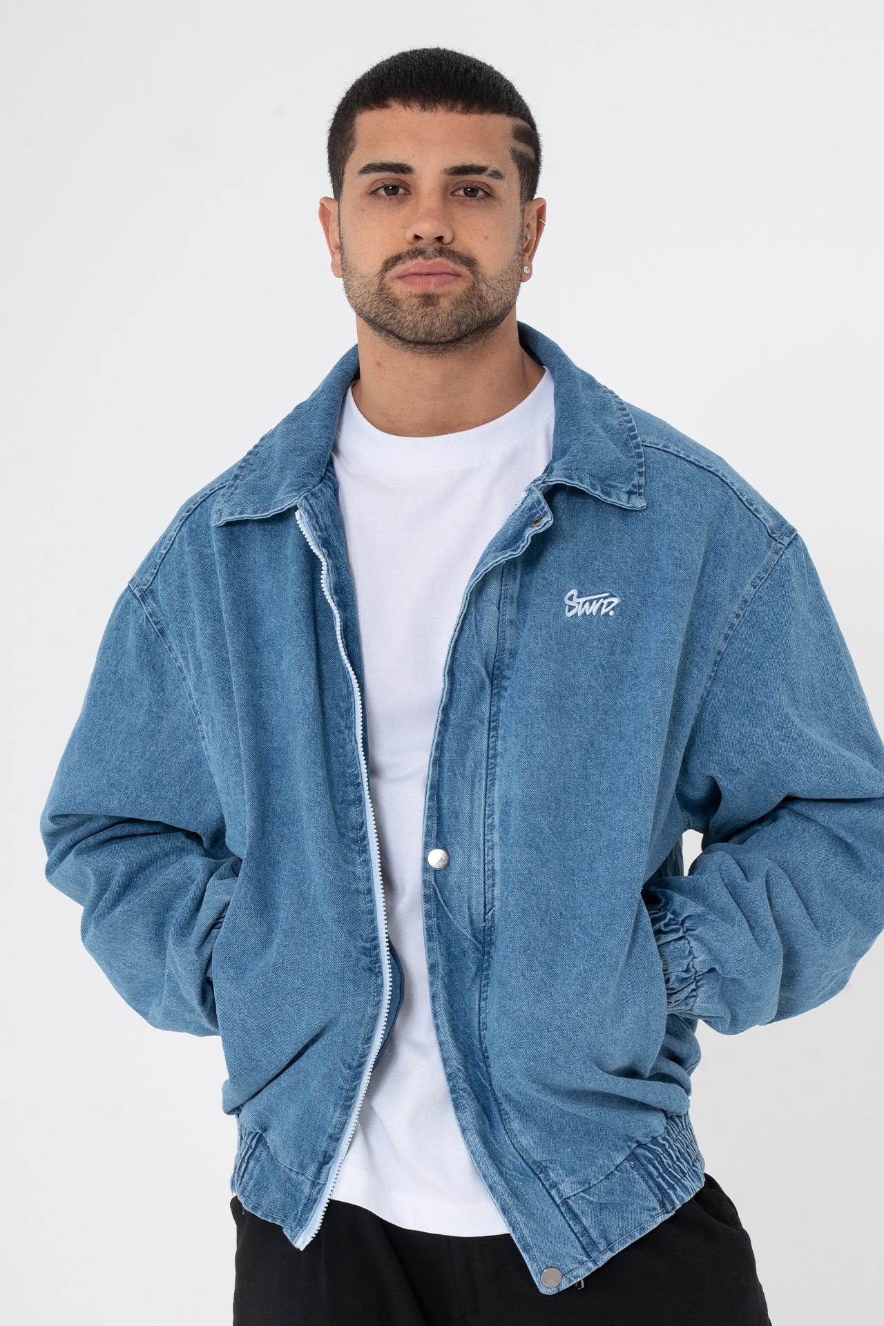 Premium Stwd Nakışlı Bomber Kalıp Kot Ceket