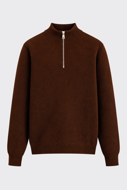 Yarım Fermuarlı Selanik Örgü Triko Kazak