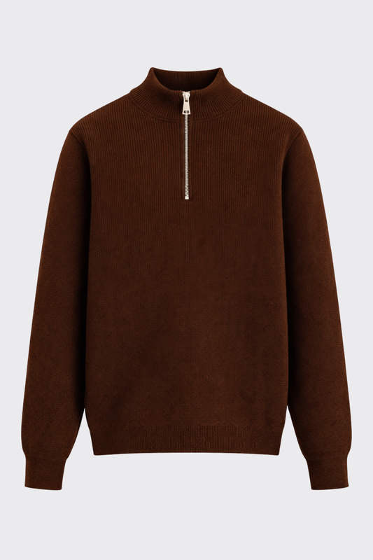 Yarım Fermuarlı Selanik Örgü Triko Kazak