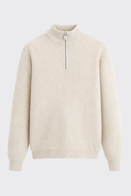 Yarım Fermuarlı Selanik Örgü Triko Kazak