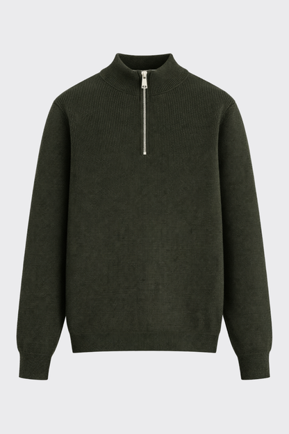 Yarım Fermuarlı Selanik Örgü Triko Kazak