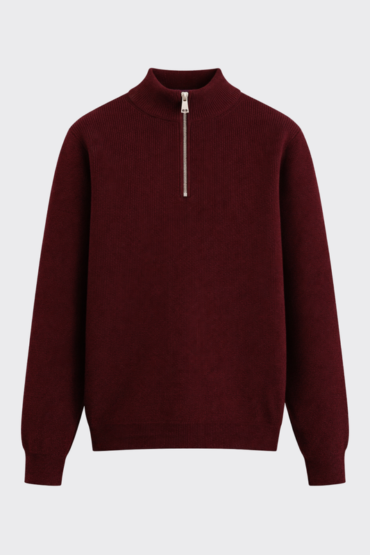 Yarım Fermuarlı Selanik Örgü Triko Kazak