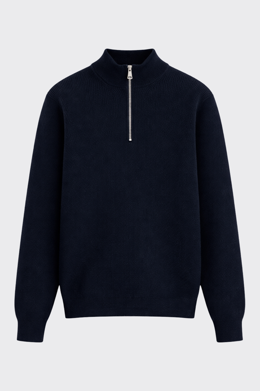 Yarım Fermuarlı Selanik Örgü Triko Kazak