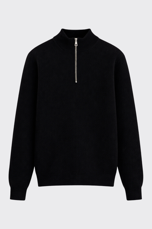 Yarım Fermuarlı Selanik Örgü Triko Kazak