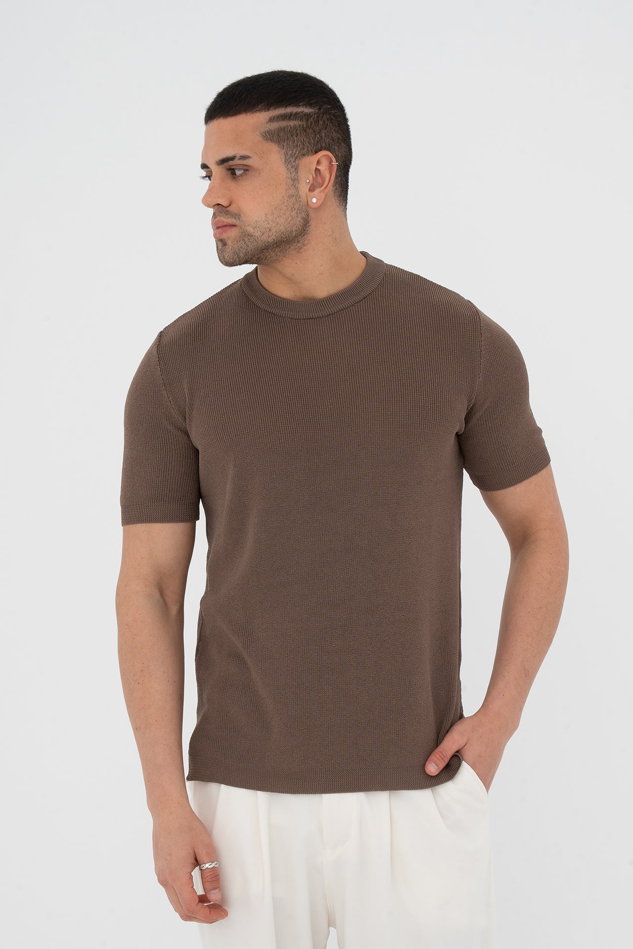 Regular Fit Düz Triko Tişört