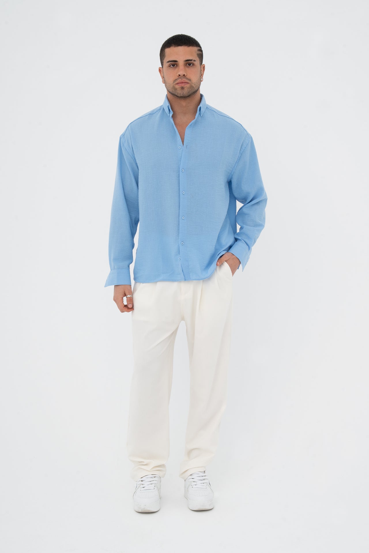 Oversize Pamuklu Keten Gömlek