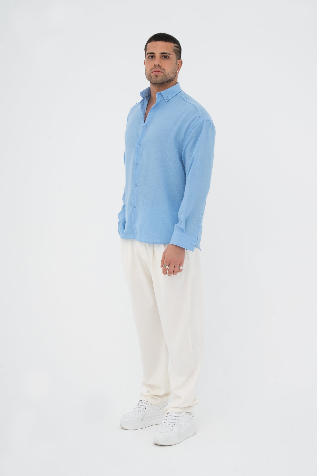 Oversize Pamuklu Keten Gömlek