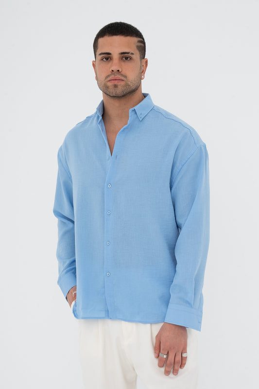 Oversize Pamuklu Keten Gömlek