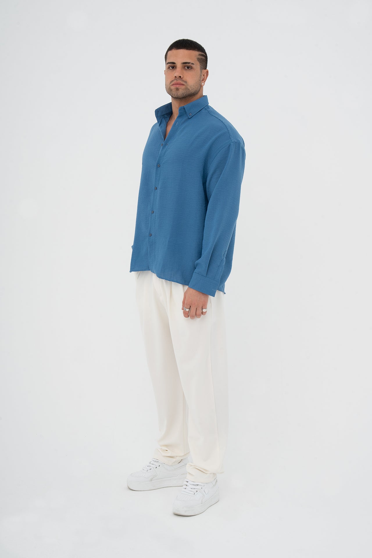 Oversize Pamuklu Keten Gömlek