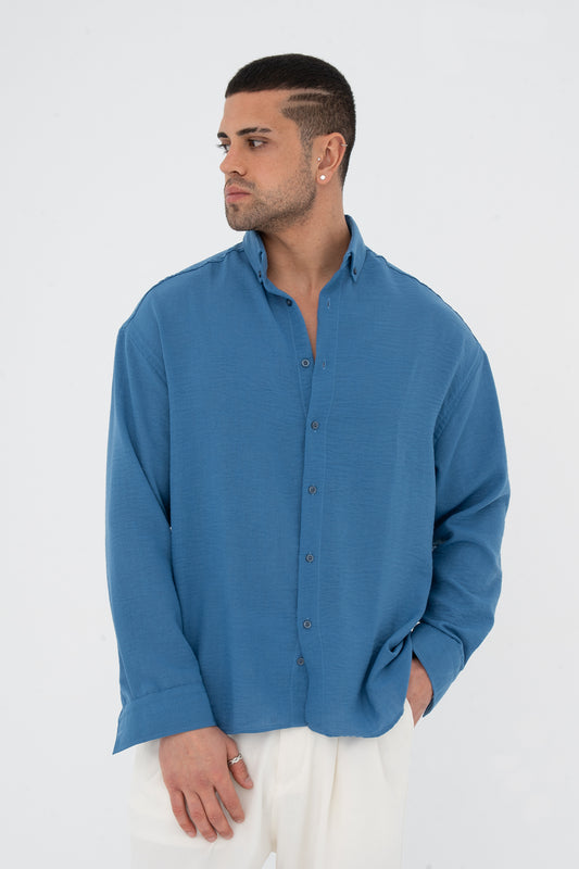 Oversize Pamuklu Keten Gömlek