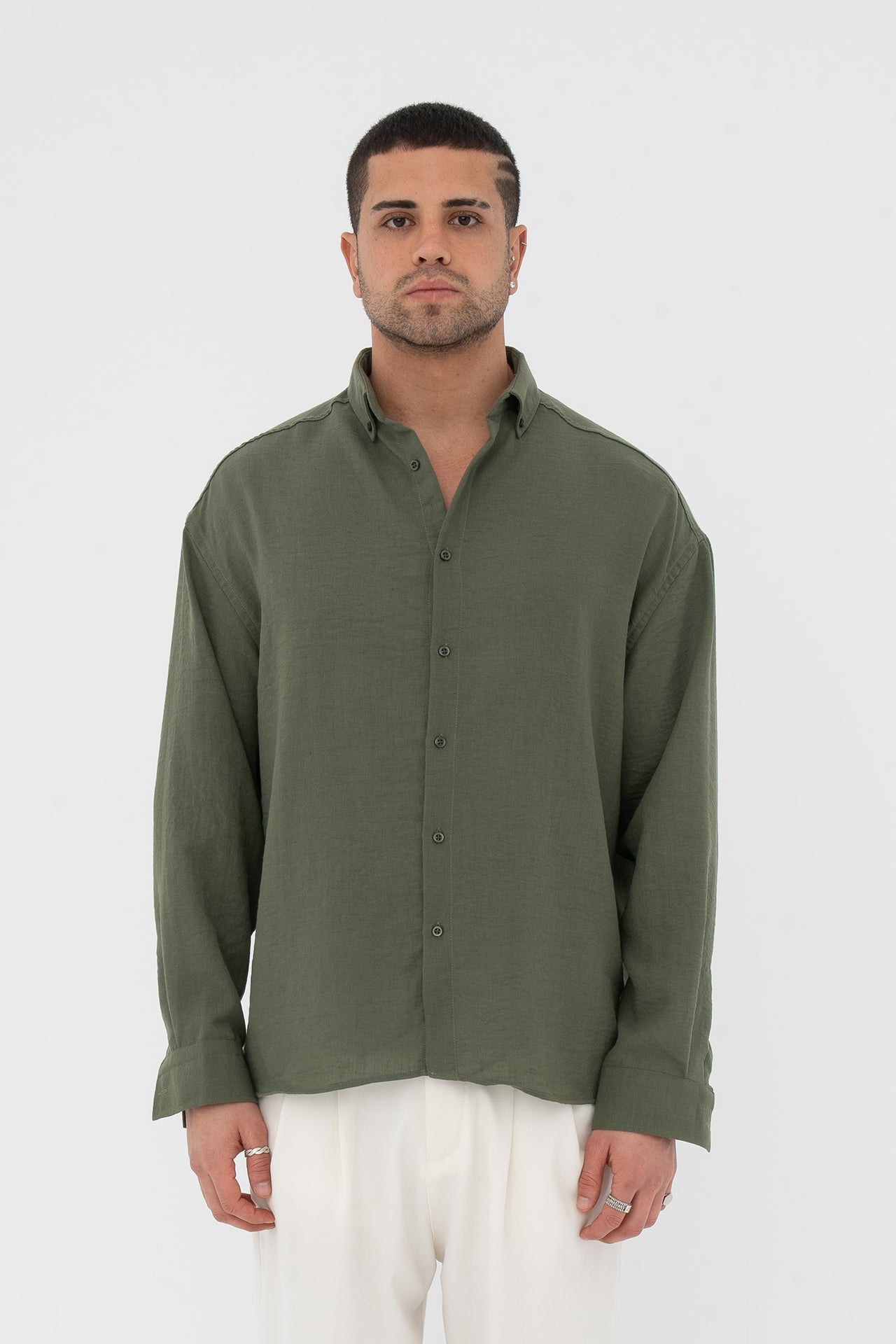 Oversize Pamuklu Keten Gömlek