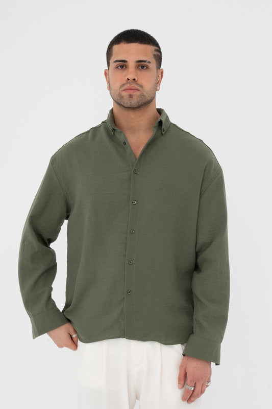 Oversize Pamuklu Keten Gömlek