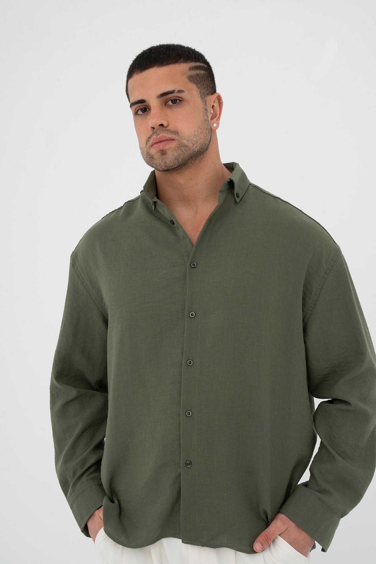 Oversize Pamuklu Keten Gömlek