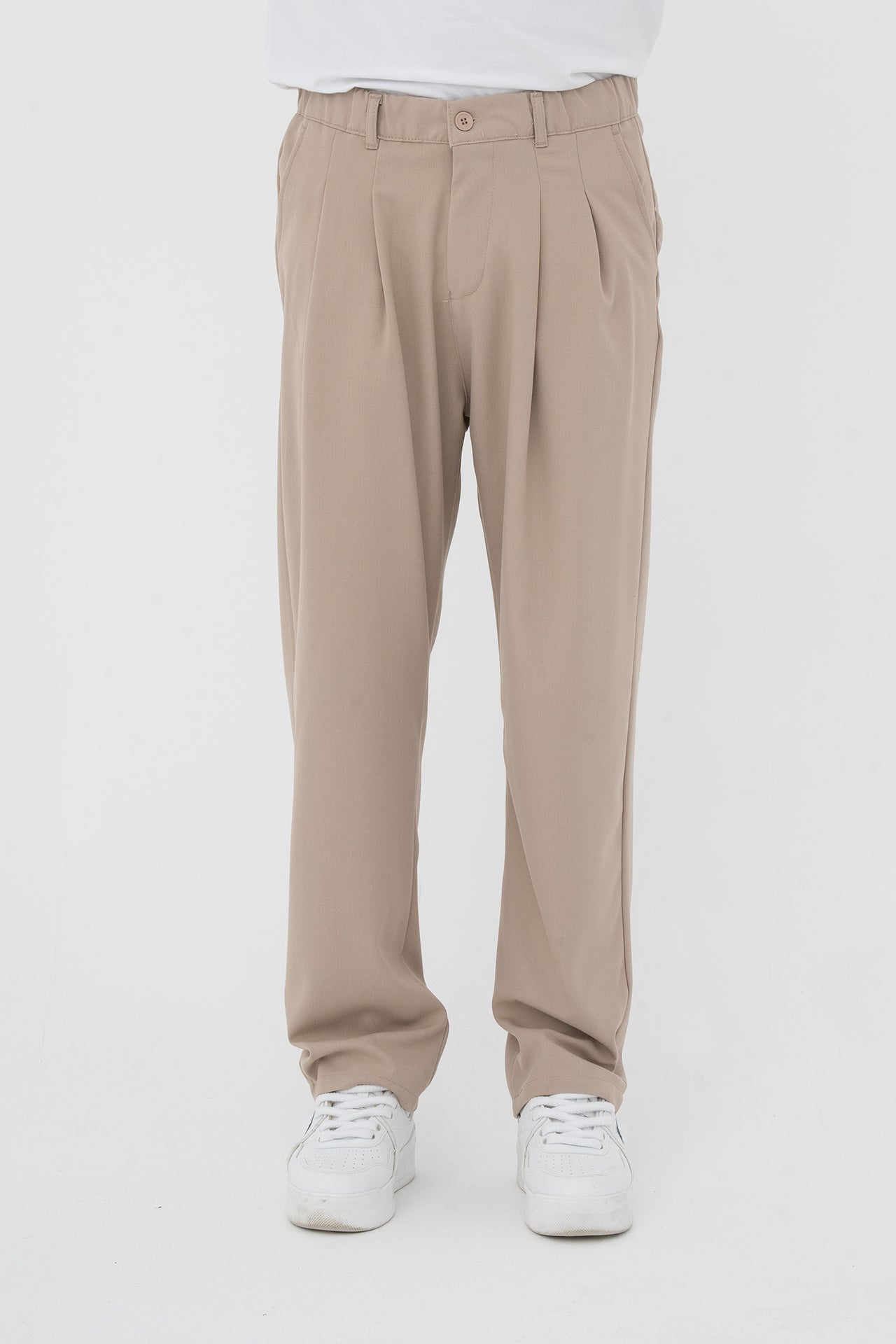 Pileli Basic Baggy Kumaş Pantolon