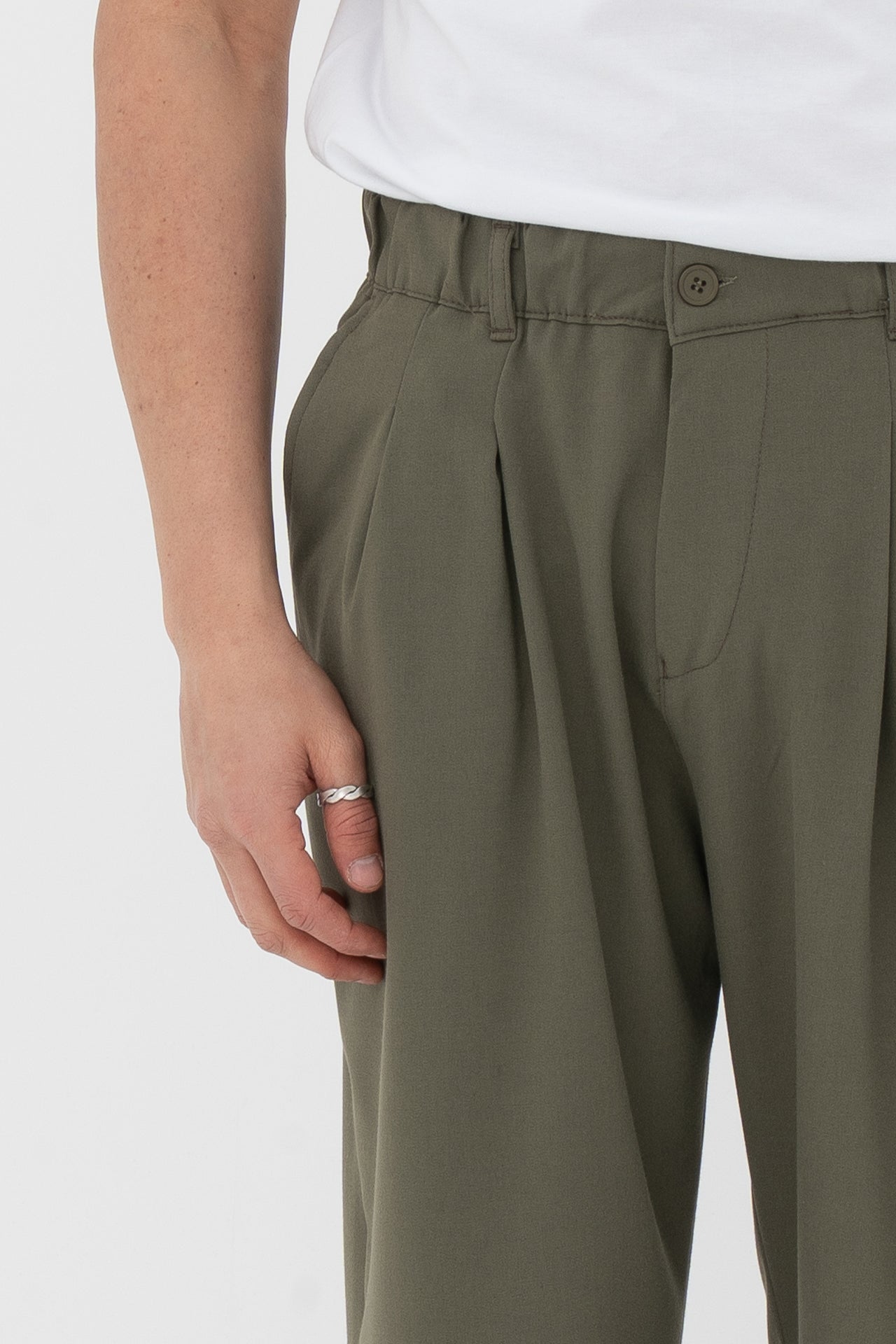 Pileli Basic Baggy Kumaş Pantolon