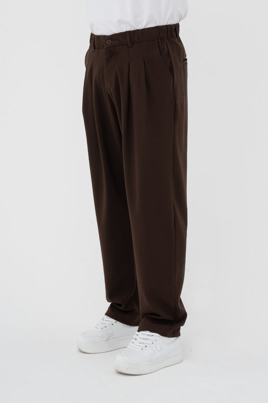 Pileli Basic Baggy Kumaş Pantolon