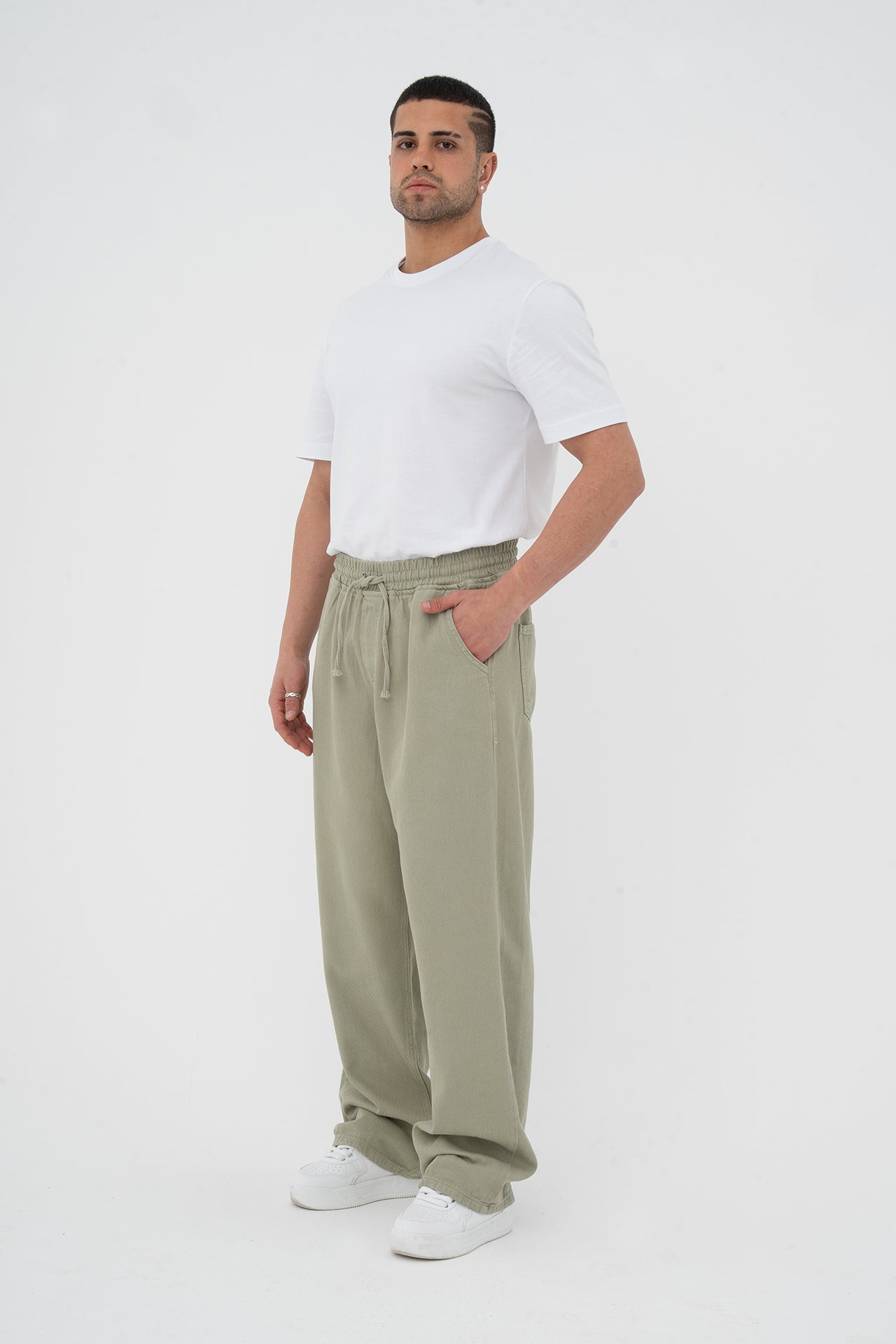 Beli Lastikli Baggy Gabardin Pantolon