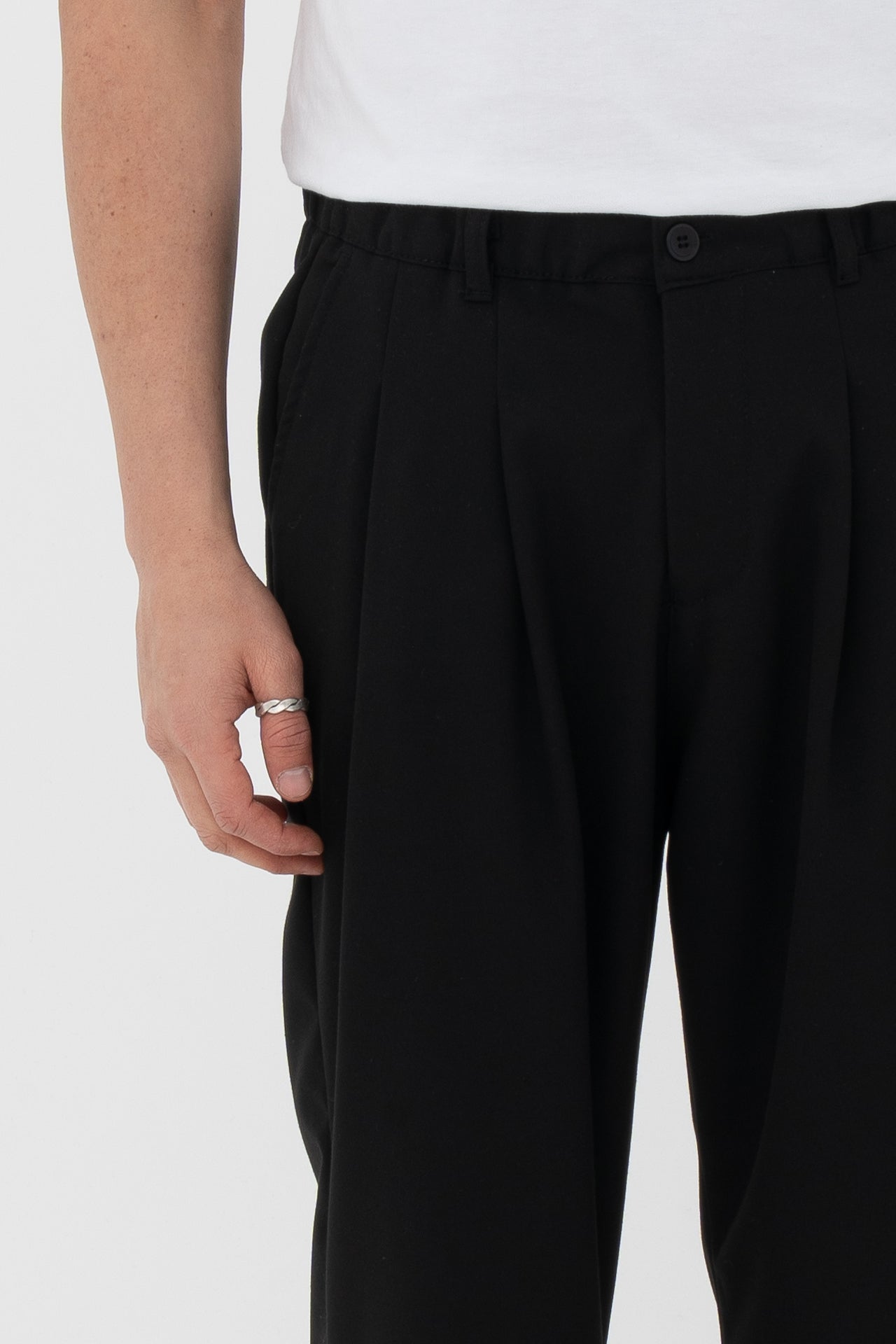 Pileli Basic Baggy Kumaş Pantolon