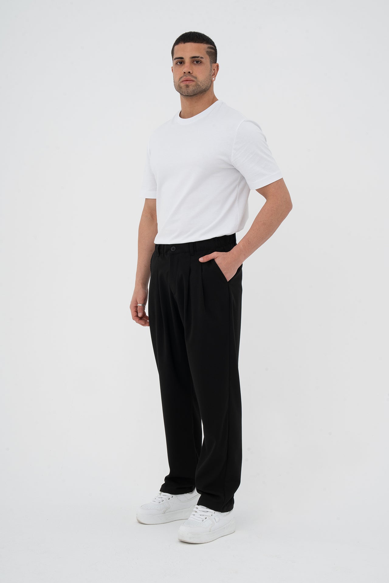 Pileli Basic Baggy Kumaş Pantolon