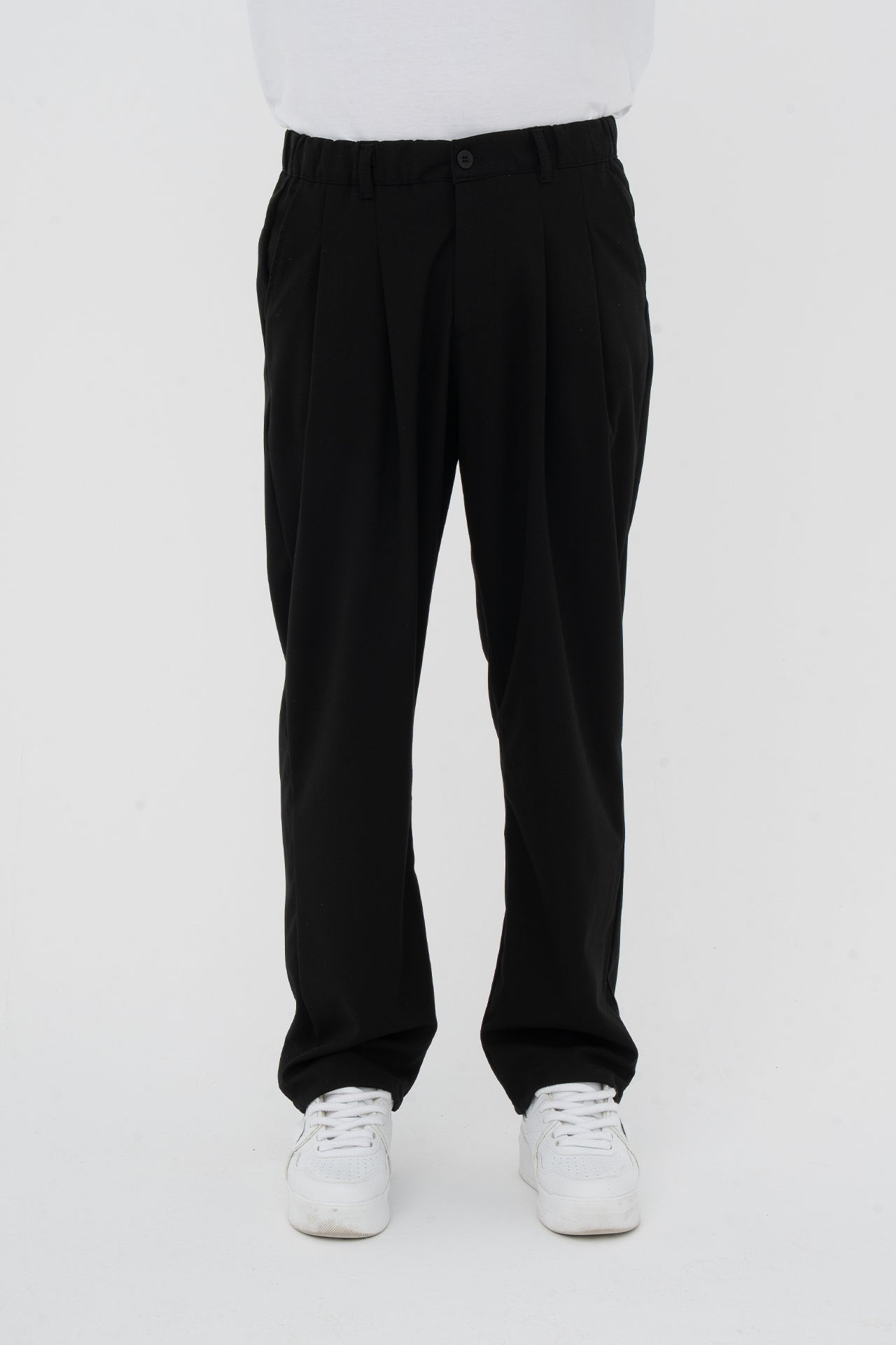 Pileli Basic Baggy Kumaş Pantolon