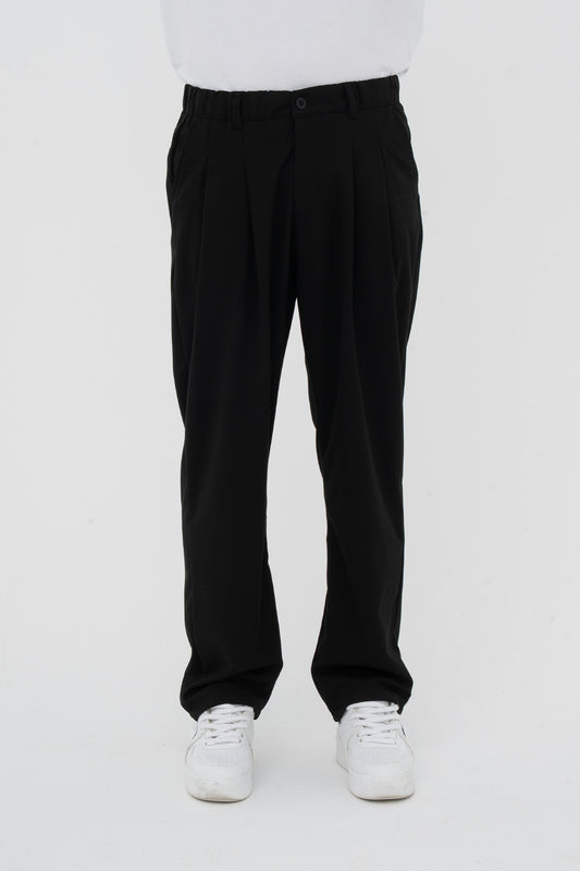 Pileli Basic Baggy Kumaş Pantolon