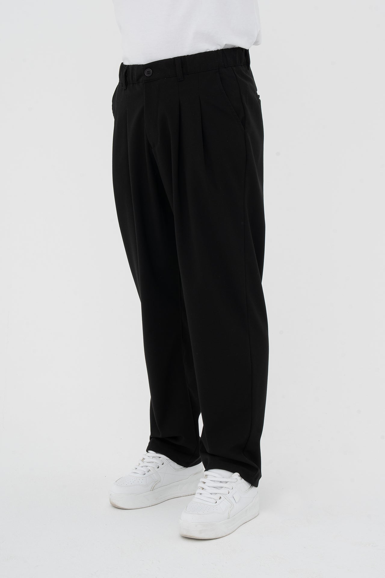 Pileli Basic Baggy Kumaş Pantolon