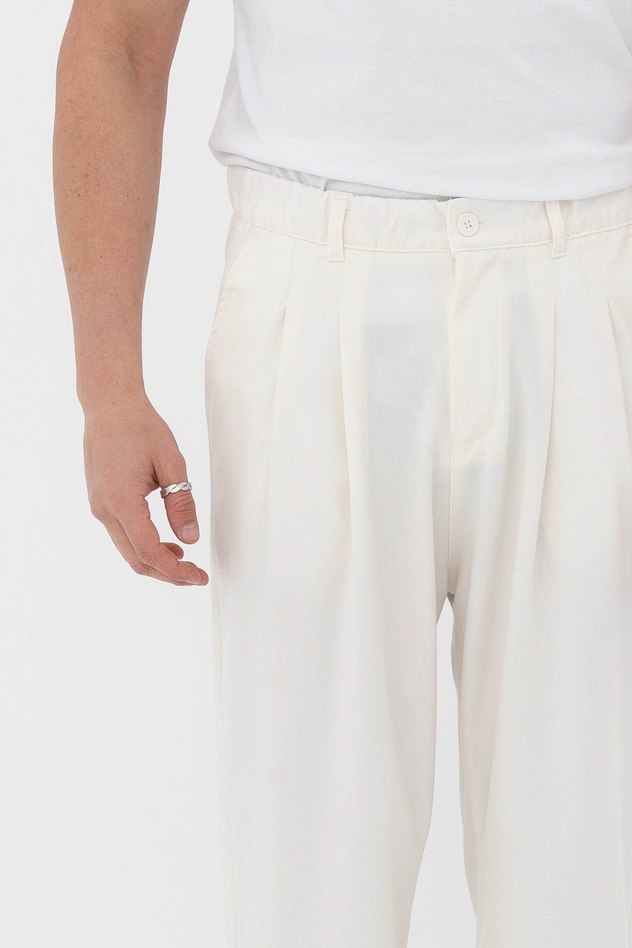 Pileli Basic Baggy Kumaş Pantolon