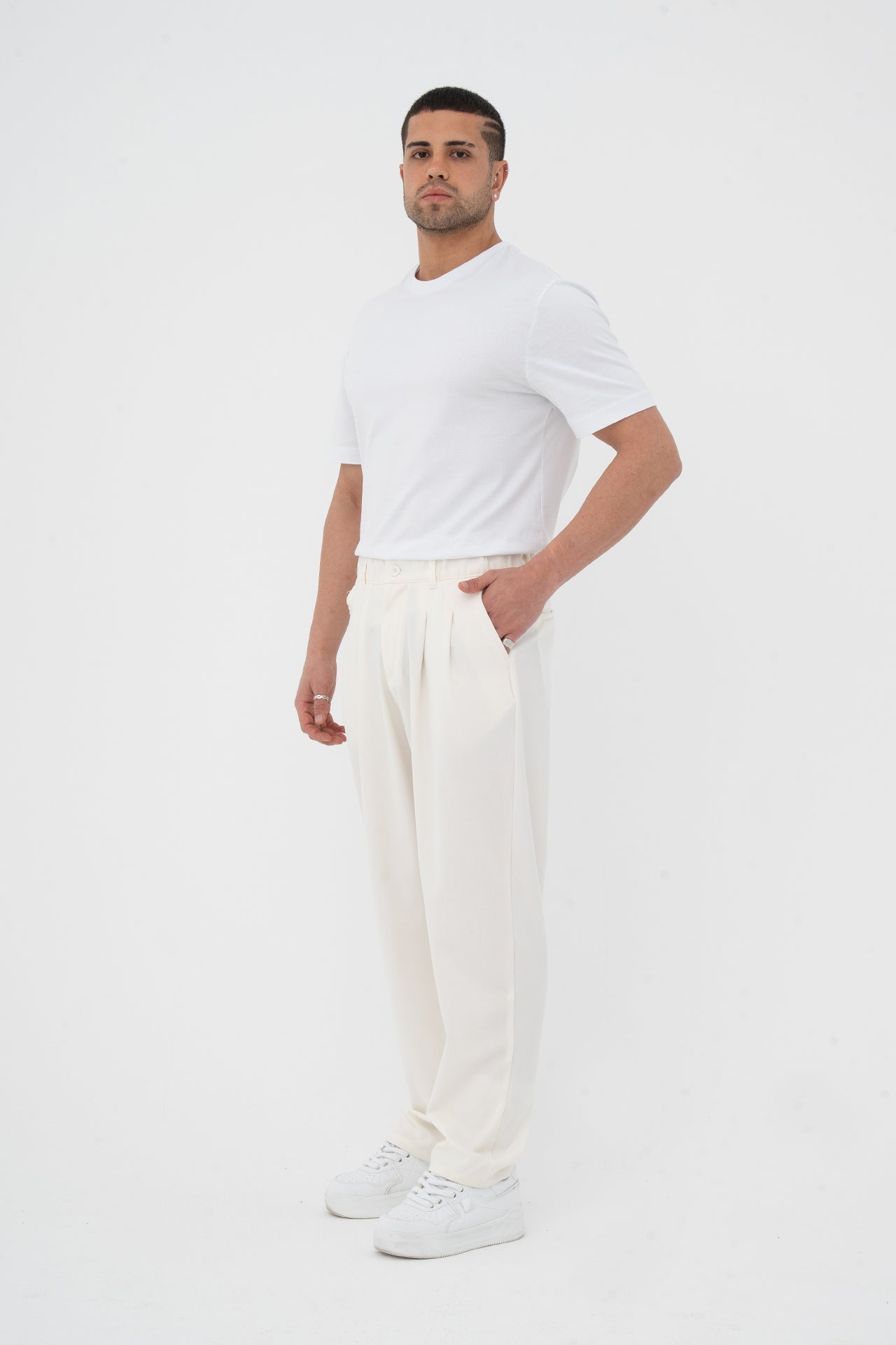 Pileli Basic Baggy Kumaş Pantolon