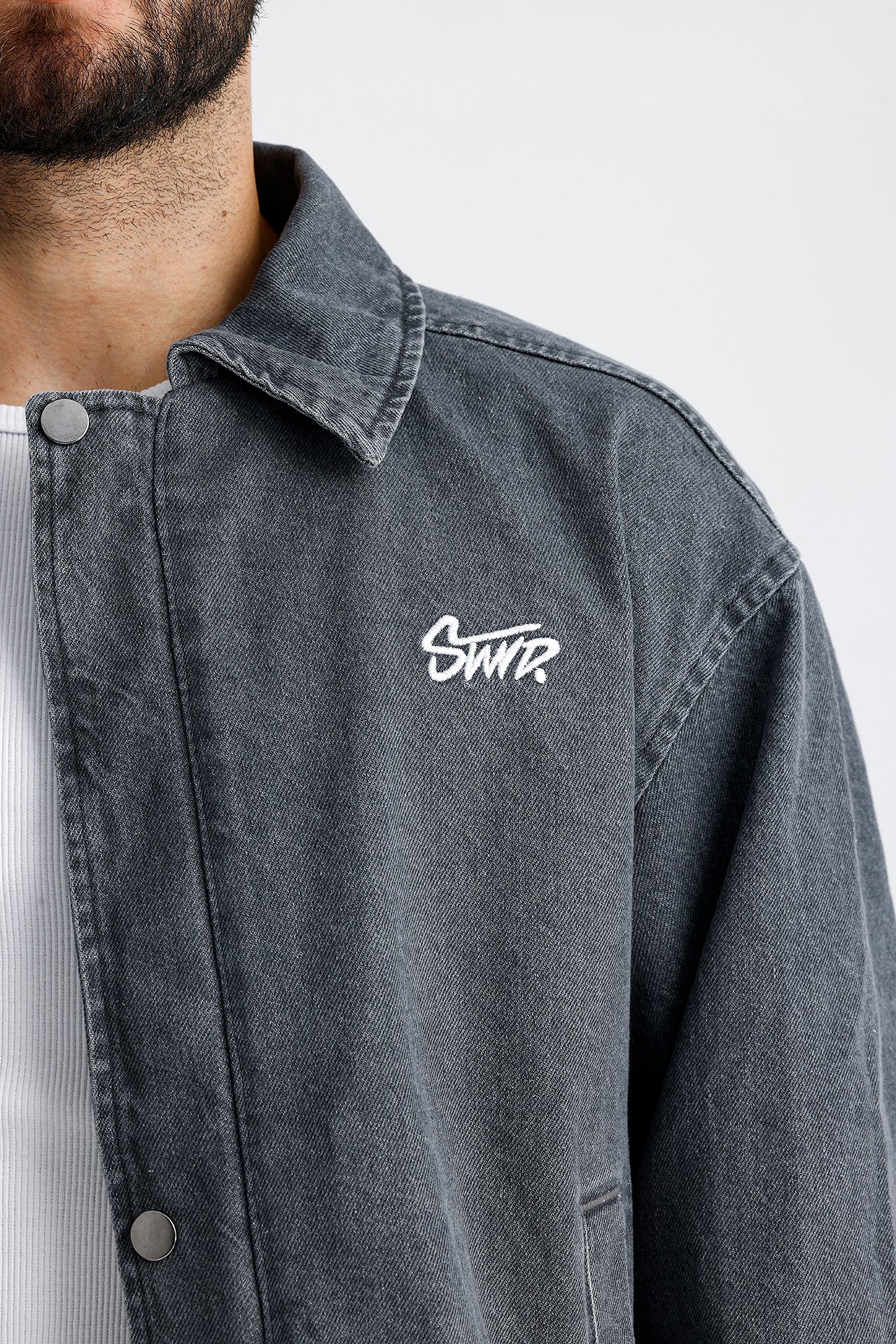 STWD Nakışlı Bomber Kot Ceket