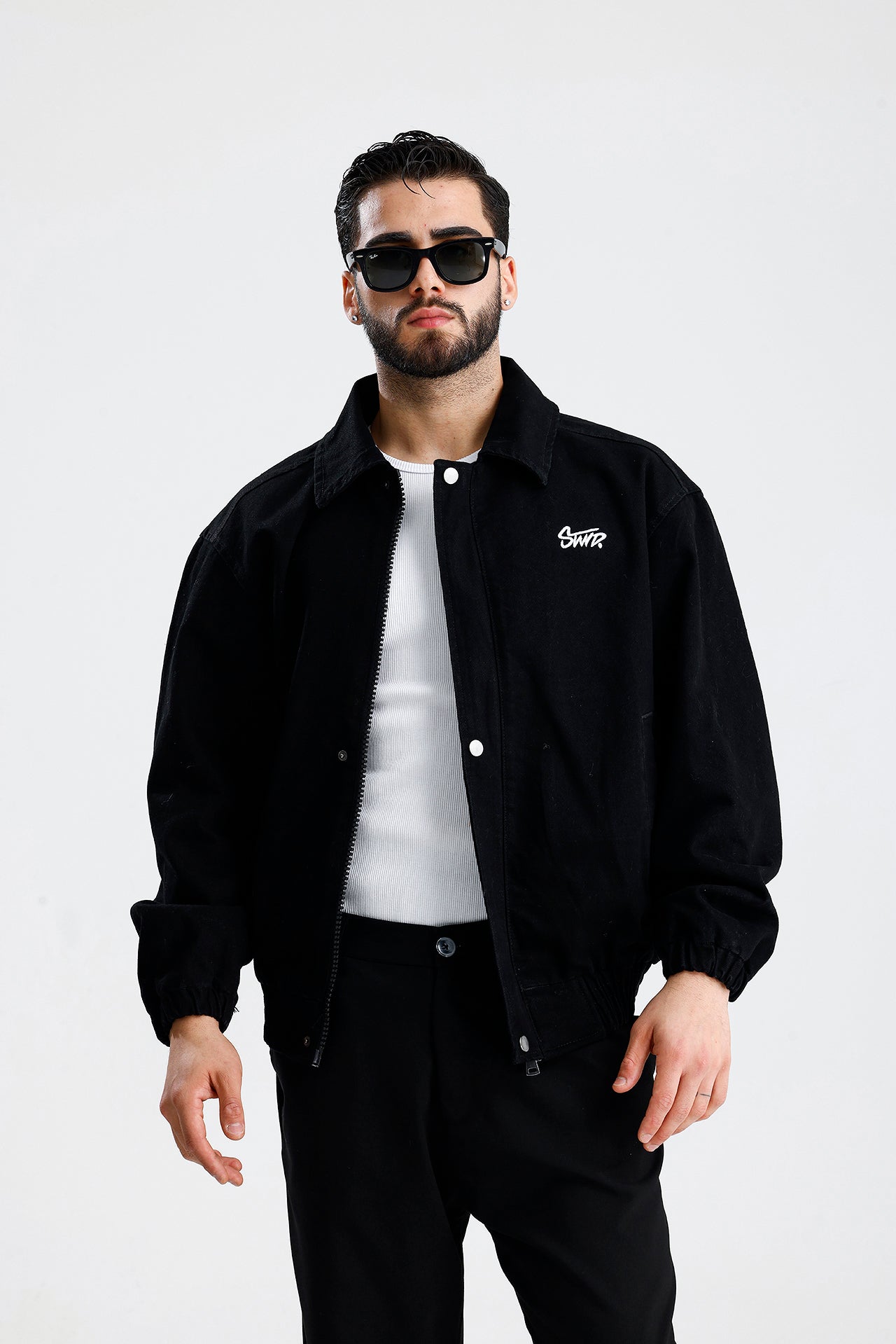 STWD Nakışlı Bomber Kot Ceket