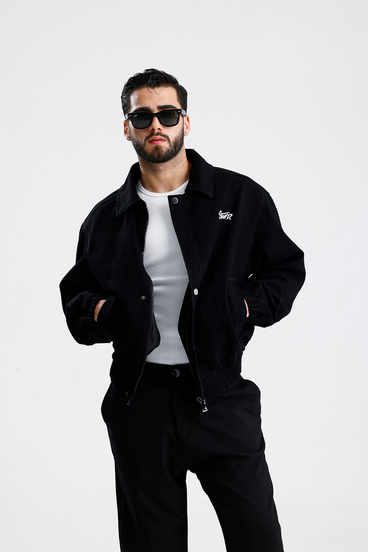 STWD Nakışlı Bomber Kot Ceket