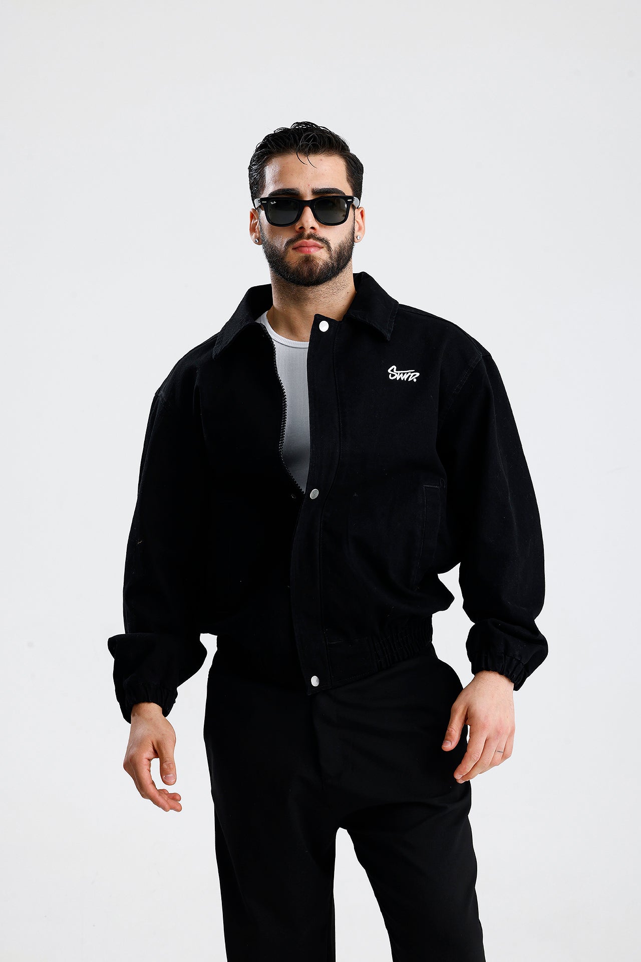 STWD Nakışlı Bomber Kot Ceket