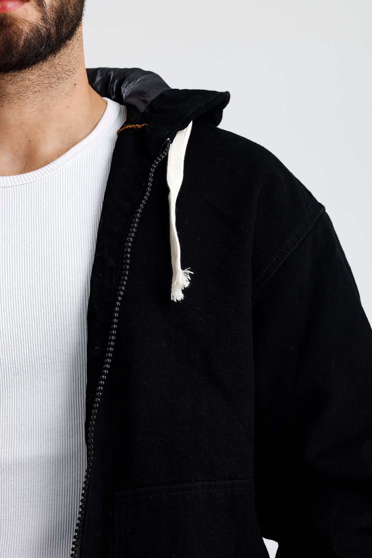 Kapüşonlu Yıkamalı Premium Kot Ceket