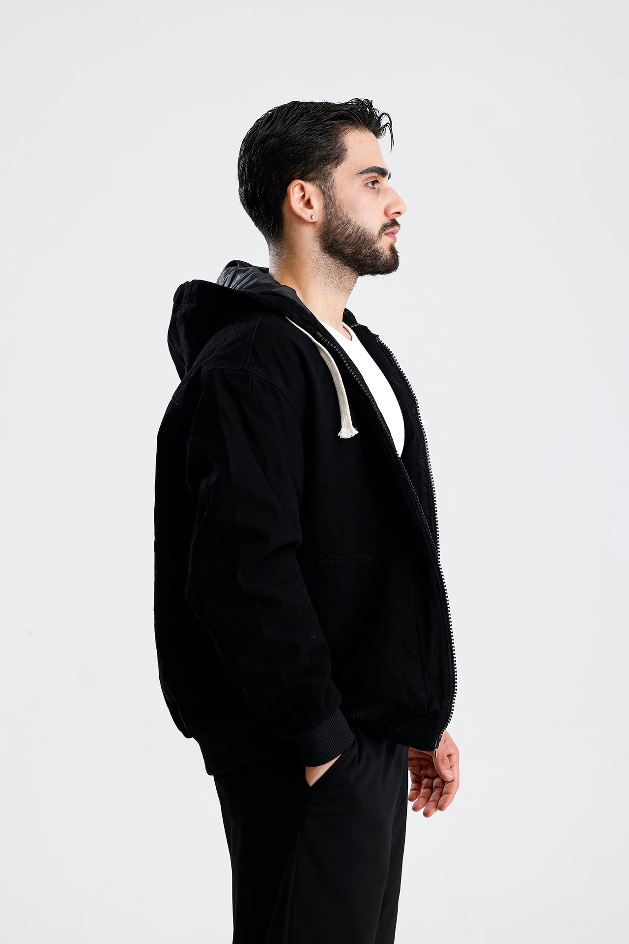 Kapüşonlu Yıkamalı Premium Kot Ceket