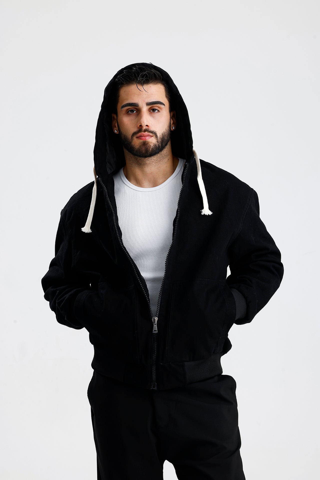 Kapüşonlu Yıkamalı Premium Kot Ceket