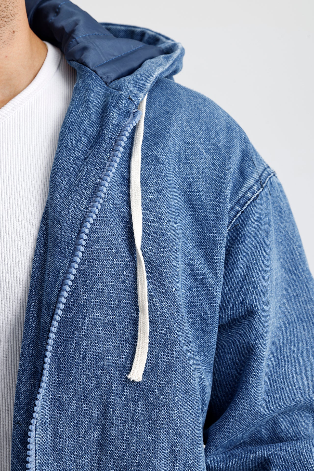 Kapüşonlu Yıkamalı Premium Kot Ceket