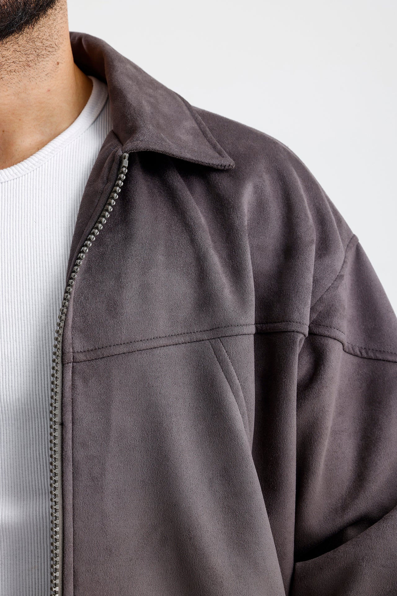 Süet Oversize Bomber Ceket